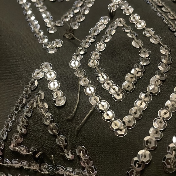 Skies Are Blue Olive Green Lined Blouse with Gold Sequins 3/4 Sleeve Size Medium - Picture 3 of 8